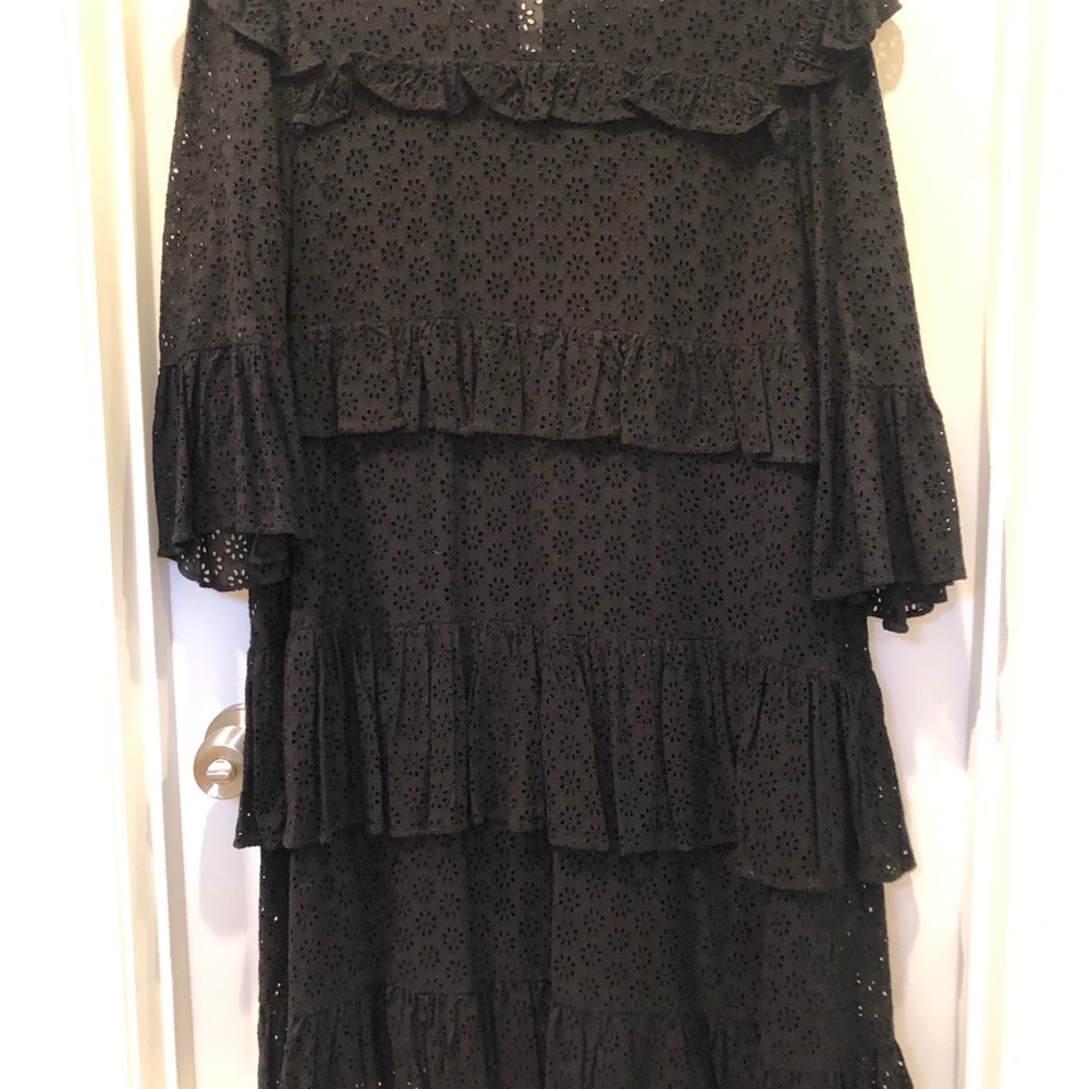Madewell cotton black eyelet ruffle dress